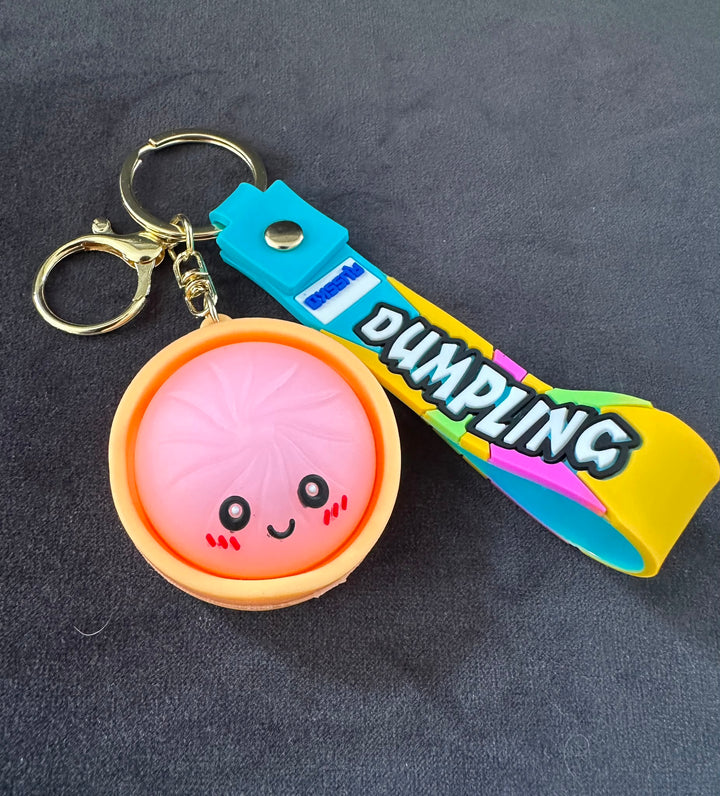 Cute Dumpling Key Rings – Kawaii Plush Keychain with Strap | 6 Colours for Keys, Bags & Backpacks