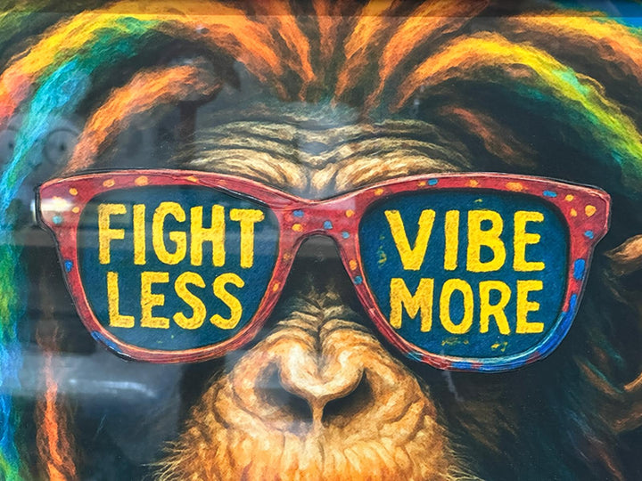Lion & Monkey Rasta Vibes Wall Art Set | Black Framed Liquid Art Resin Animal Pictures