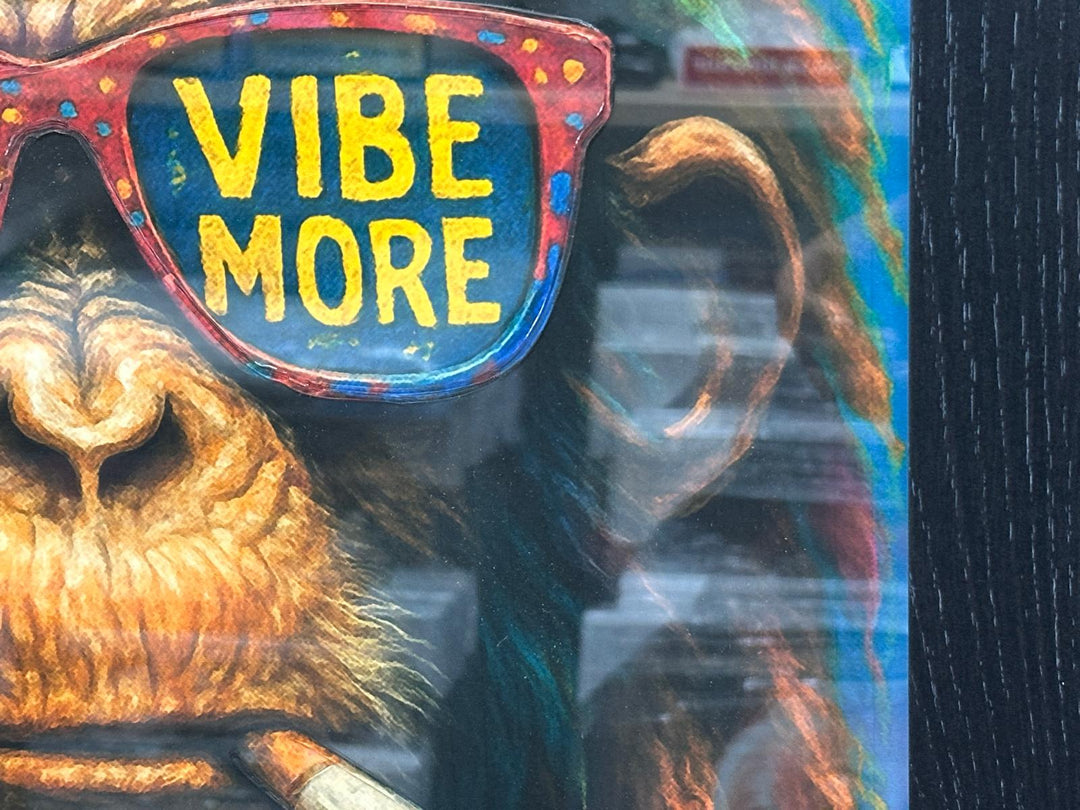 Lion & Monkey Rasta Vibes Wall Art Set | Black Framed Liquid Art Resin Animal Pictures