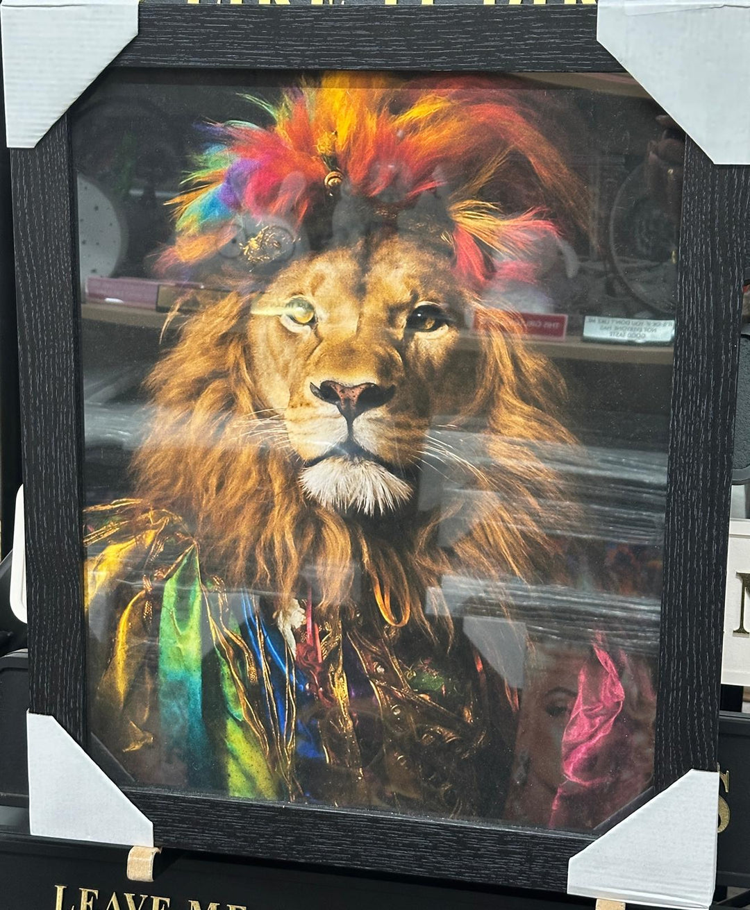Lion & Monkey Rasta Vibes Wall Art Set | Black Framed Liquid Art Resin Animal Pictures
