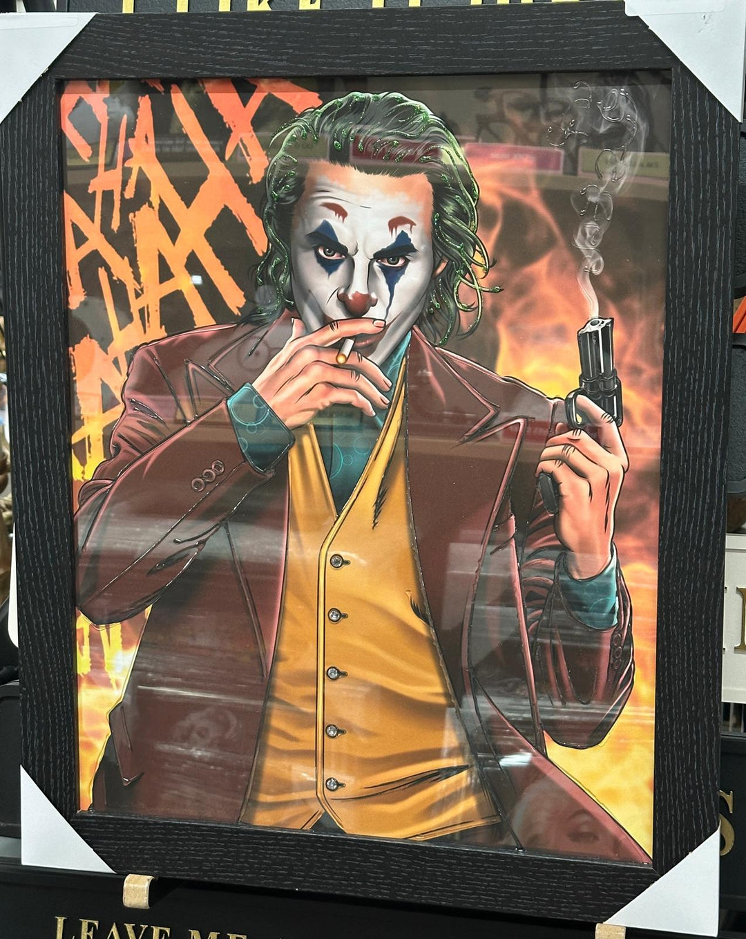 Joker Character Liquid Art Resin Wall Art with Black Frame | Modern Framed Canvas Decor