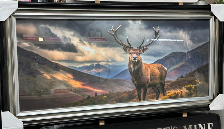 2 Stags in the Highlands Liquid Art Wall Art | Luxury Wildlife Canvas with Two-Tone Frame