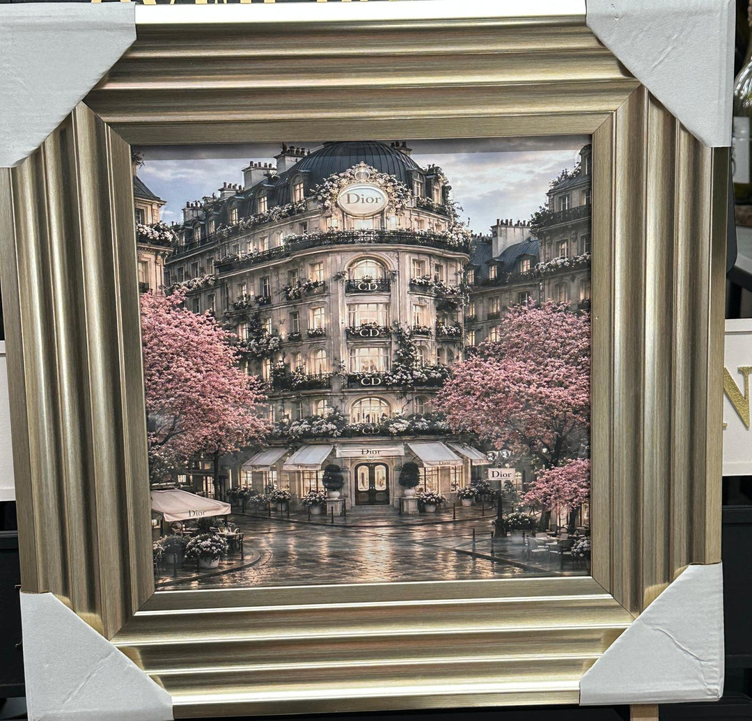 Luxury Champagne Wall Art with Champagne Step Frame | Liquid Art Resin & Crystal Picture