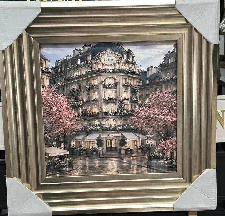 Luxury Champagne Wall Art with Champagne Step Frame | Liquid Art Resin & Crystal Picture