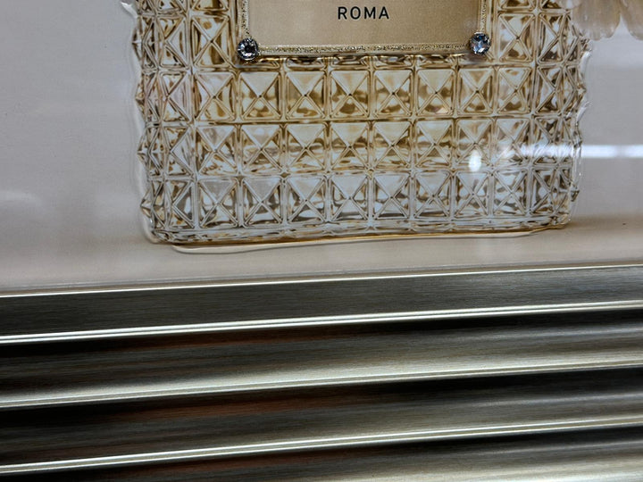 Luxury Floral Bottle Wall Art with Champagne Step Frame | Liquid Art Resin & Crystal Picture