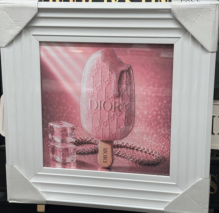 Luxury Ice Cream Wall Art with Black & Gold Two-Tone Frame | 3D Liquid Art Resin Picture
