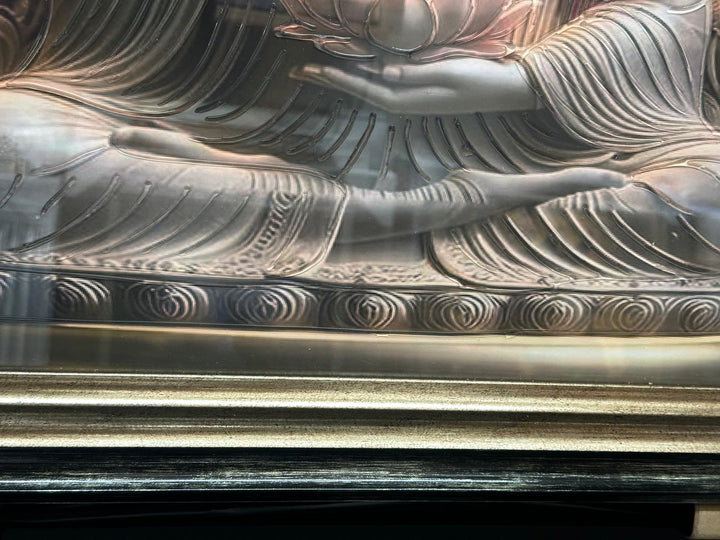 Buddha Liquid Art Resin Wall Pictures with Crystals | Luxury Black & Gold Framed Wall Art