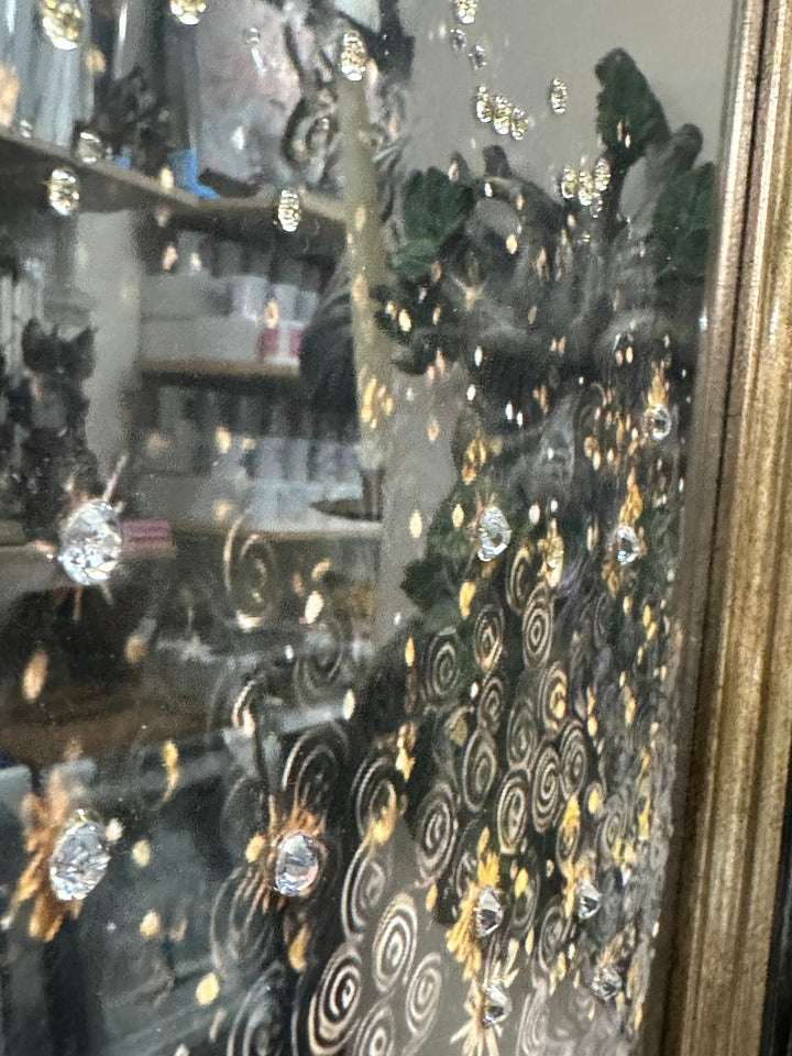Buddha Liquid Art Resin Wall Pictures with Crystals | Luxury Black & Gold Framed Wall Art