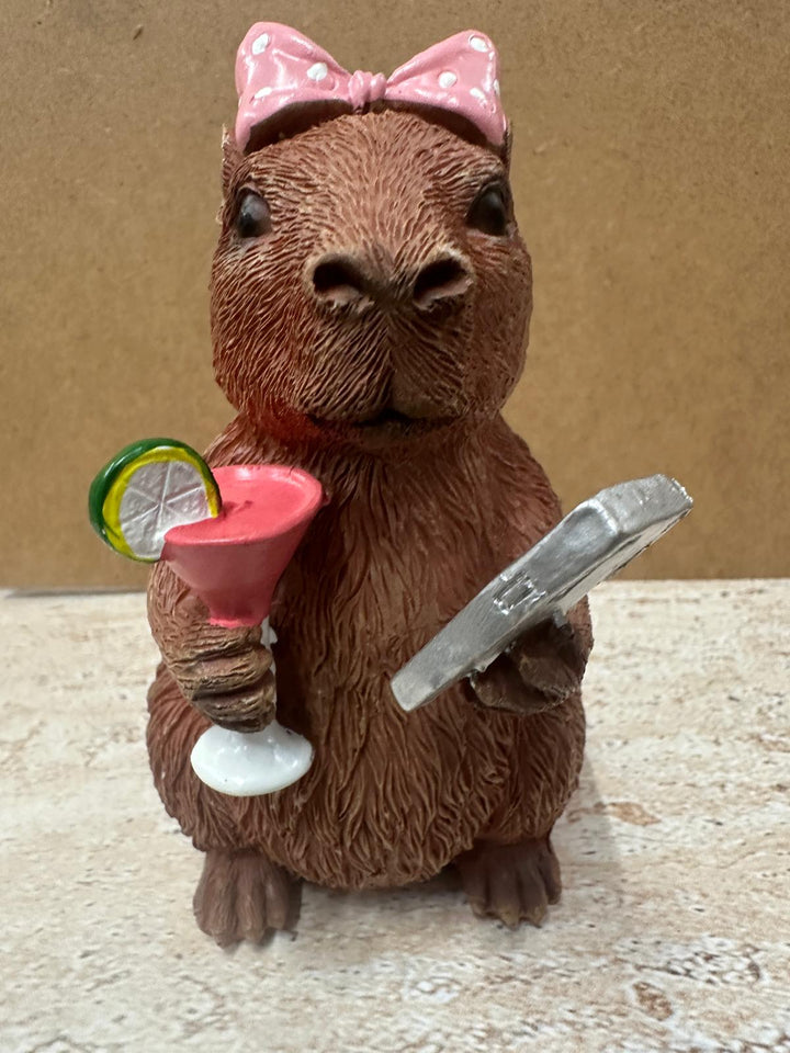Cute Resin Capybara Ornaments with Fruits & Drinks | Whimsical Animal Home Décor