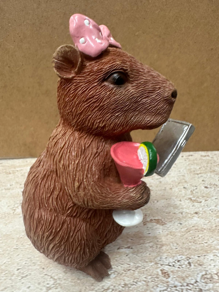 Cute Resin Capybara Ornaments with Fruits & Drinks | Whimsical Animal Home Décor