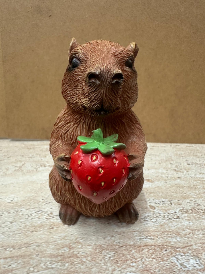Cute Resin Capybara Ornaments with Fruits & Drinks | Whimsical Animal Home Décor