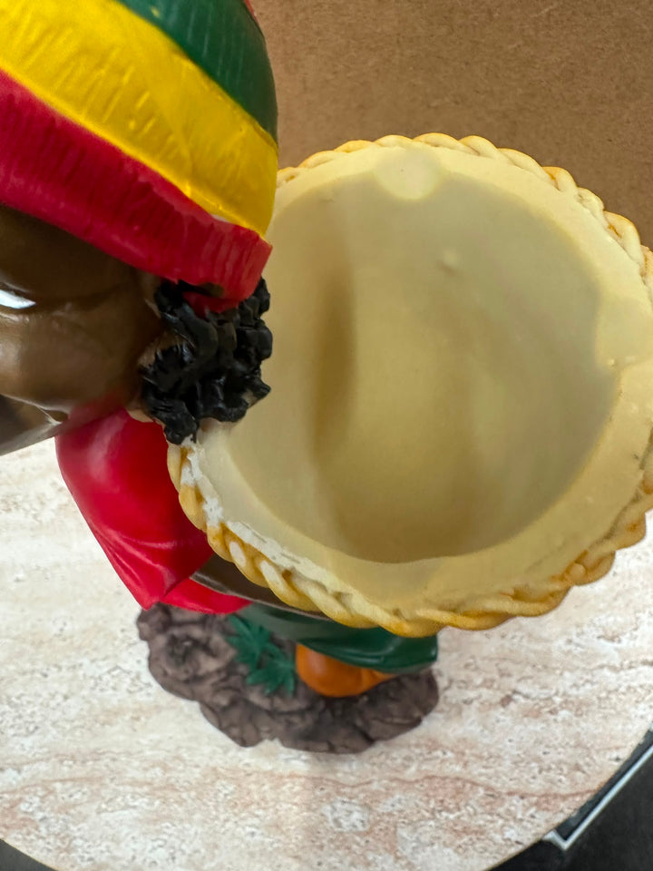Rasta Man with Basket Ornament | Hand-Painted Resin Caribbean Home Décor Figurine