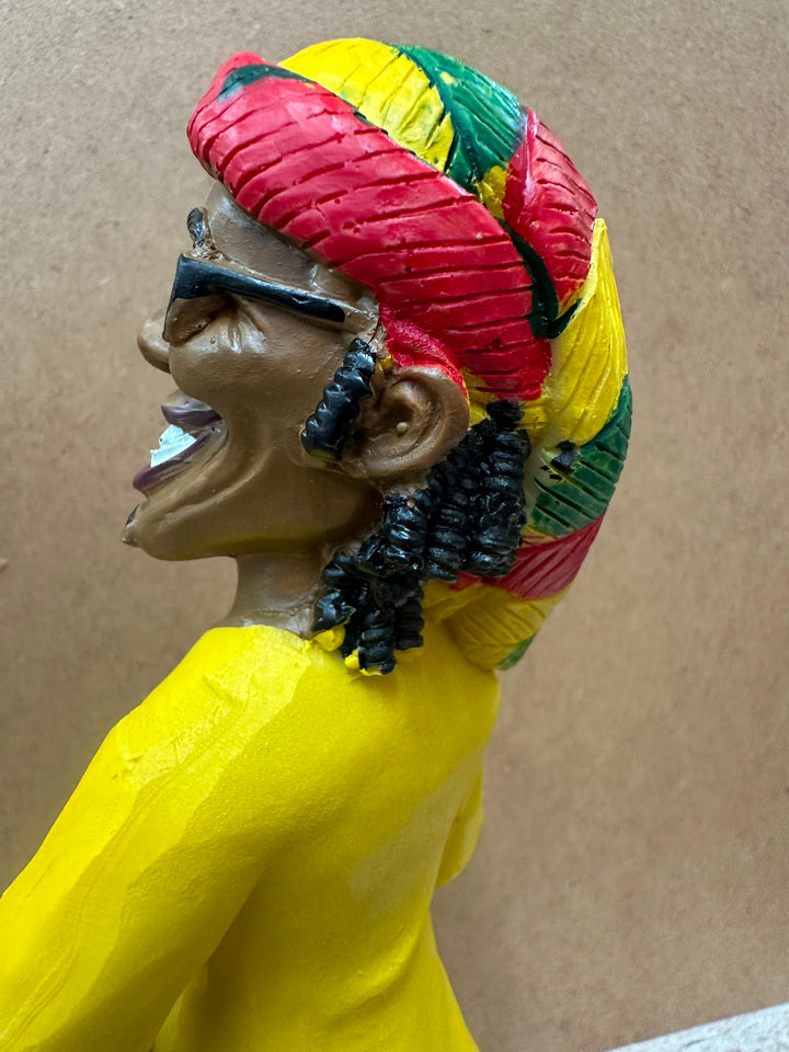 Rasta Man with Basket Ornament | Hand-Painted Resin Caribbean Home Décor Figurine