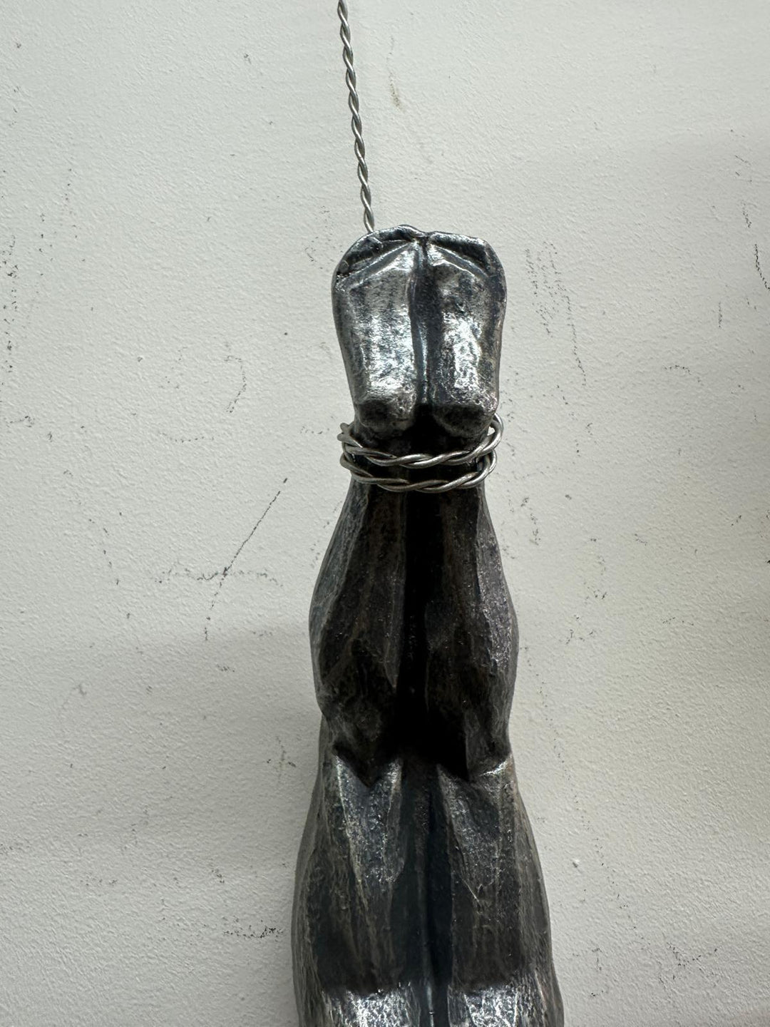 Silver Male Diver Resin Sculpture with Twisted Wire | Modern Abstract Home Décor Ornament