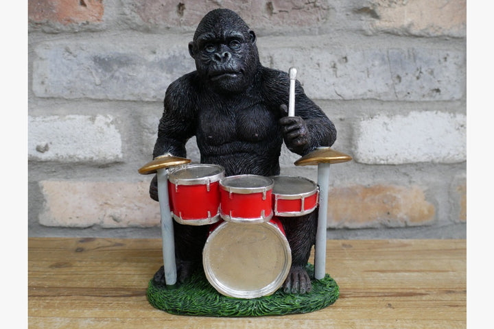 Phil Kong Gorilla Playing Drums Resin Ornament | Musical Gorilla Sculpture for Home Décor