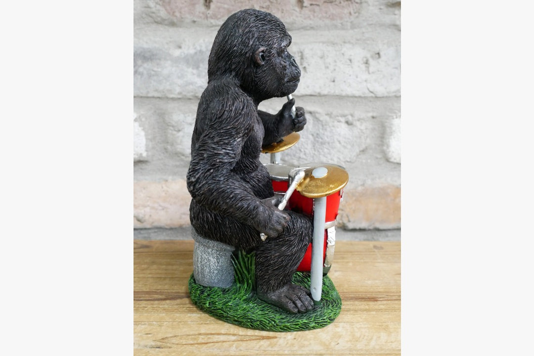 Phil Kong Gorilla Playing Drums Resin Ornament | Musical Gorilla Sculpture for Home Décor