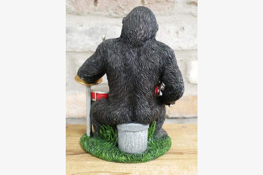 Phil Kong Gorilla Playing Drums Resin Ornament | Musical Gorilla Sculpture for Home Décor