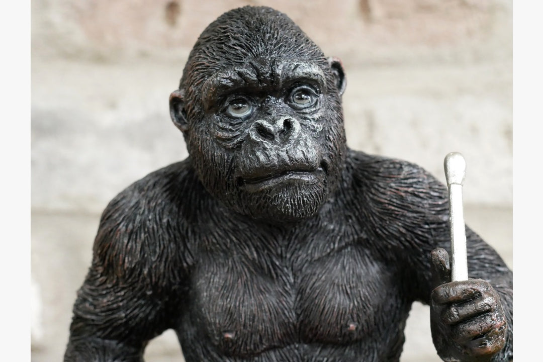 Phil Kong Gorilla Playing Drums Resin Ornament | Musical Gorilla Sculpture for Home Décor