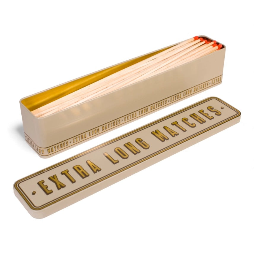 Extra Long Storage Tin with Built-In Striker | Teal, Navy & White Gold Decorative Metal Box