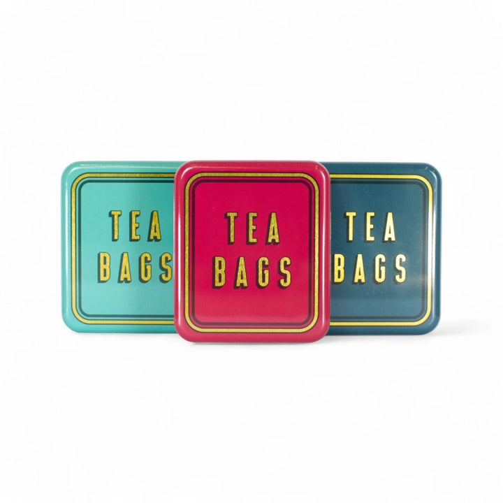 Pocket Tea Bag Storage Tin | Portable Hinged Tea Bag Case in Teal, Burgundy, Navy, Olive Green & Burnt Orange