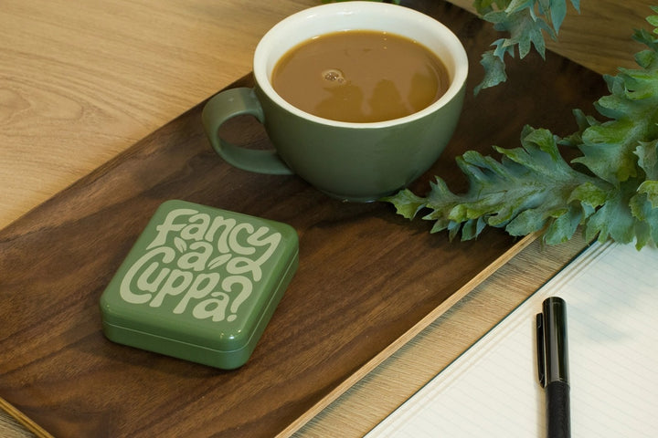 Pocket Tea Bag Storage Tin | Portable Hinged Tea Bag Case in Olive green, Burgandy & Teal