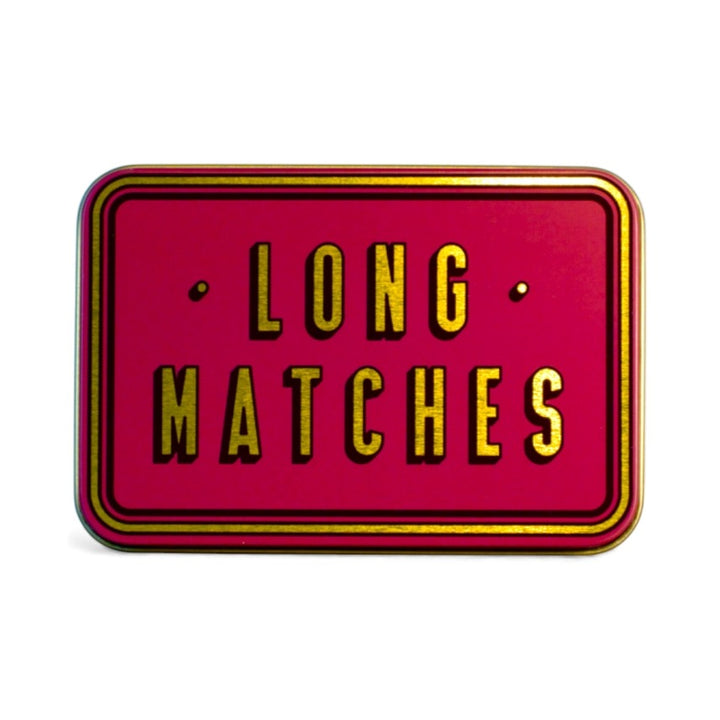 Decorative Long Tin Box with Built-In Striker | Burgundy, Navy, Olive, White & Gold, Burnt Orange & Teal
