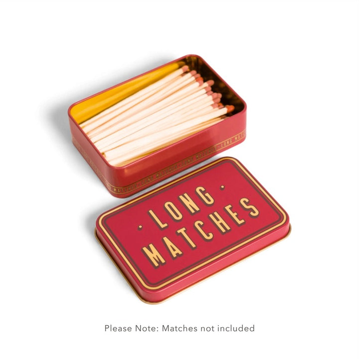 Decorative Long Tin Box with Built-In Striker | Burgundy, Navy, Olive, White & Gold, Burnt Orange & Teal
