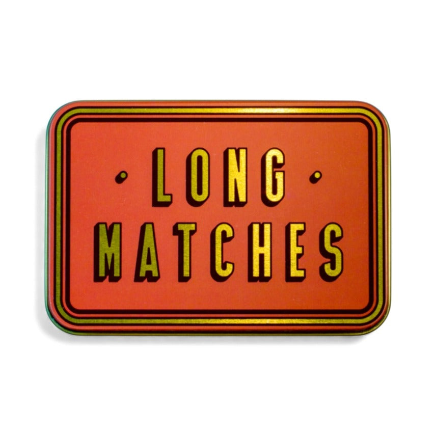 Decorative Long Tin Box with Built-In Striker | Burgundy, Navy, Olive, White & Gold, Burnt Orange & Teal