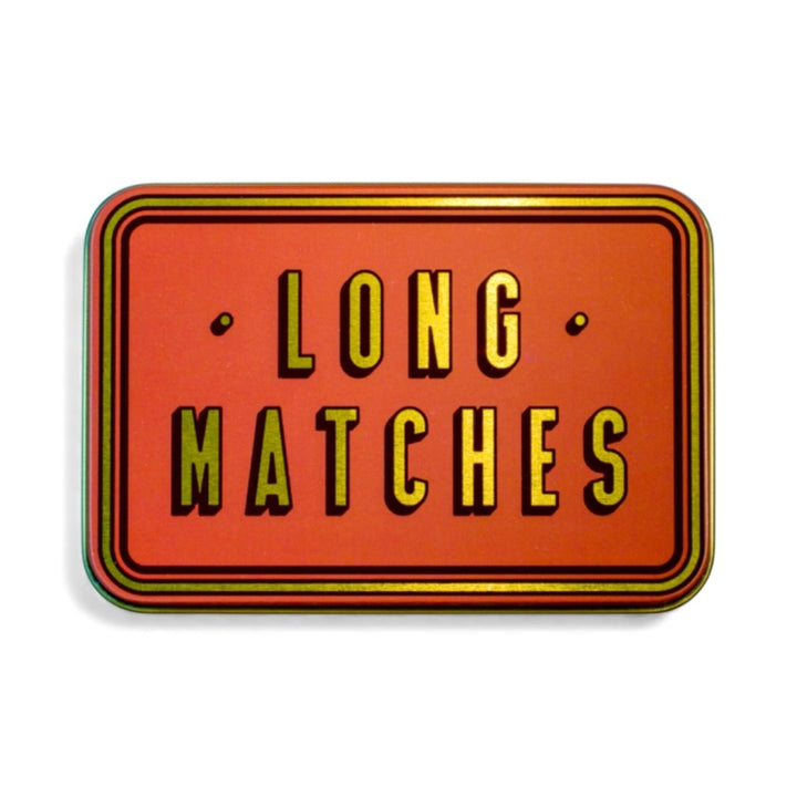 Decorative Long Tin Box with Built-In Striker | Burgundy, Navy, Olive, White & Gold, Burnt Orange & Teal