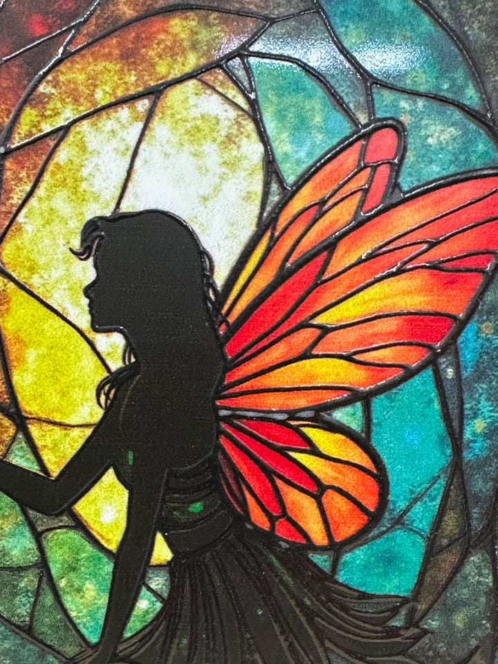 Stained Glass Angel & Butterflies Wax Warmer – Black Finish Plug-In Decorative