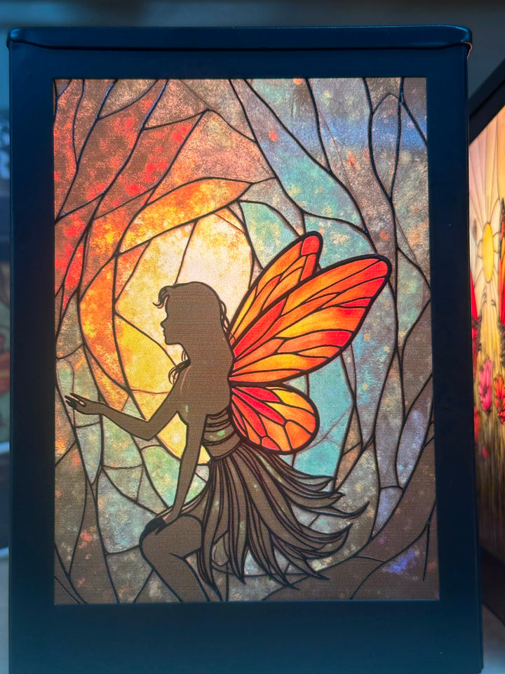 Stained Glass Angel & Butterflies Wax Warmer – Black Finish Plug-In Decorative