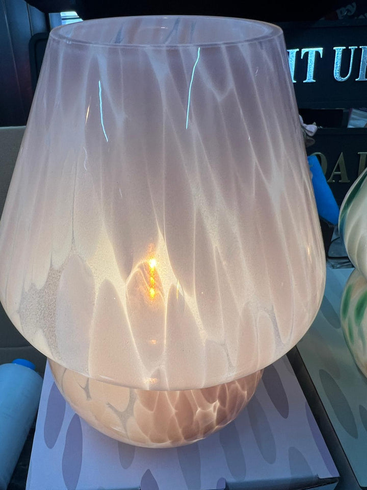 LED mushroom Glass Table Lamp – Battery Operated Decorative Bedside Lamp