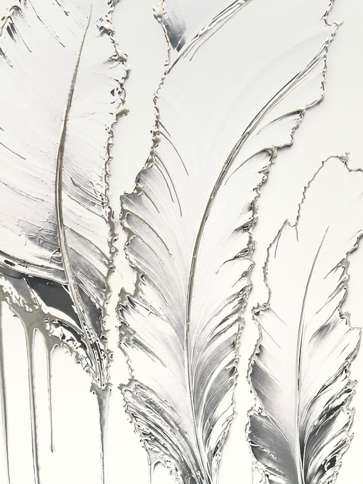 White Feather Wall Art with Liquid Resin – Luxury Black Framed Statement Picture