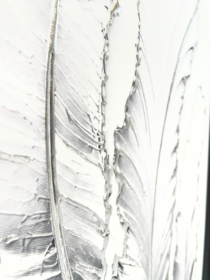 White Feather Wall Art with Liquid Resin – Luxury Black Framed Statement Picture