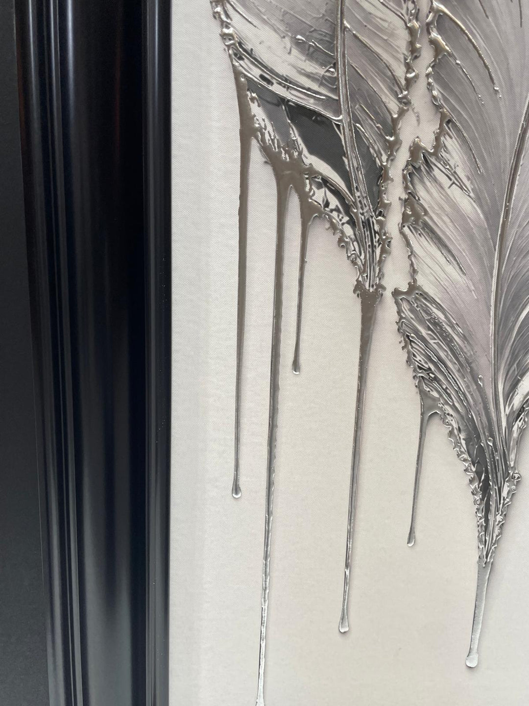White Feather Wall Art with Liquid Resin – Luxury Black Framed Statement Picture