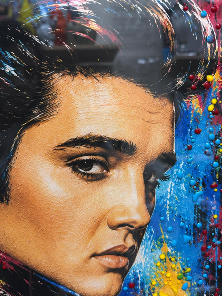 Elvis Presley Wall Art – Multi-Colour Liquid Art Picture with Black Frame