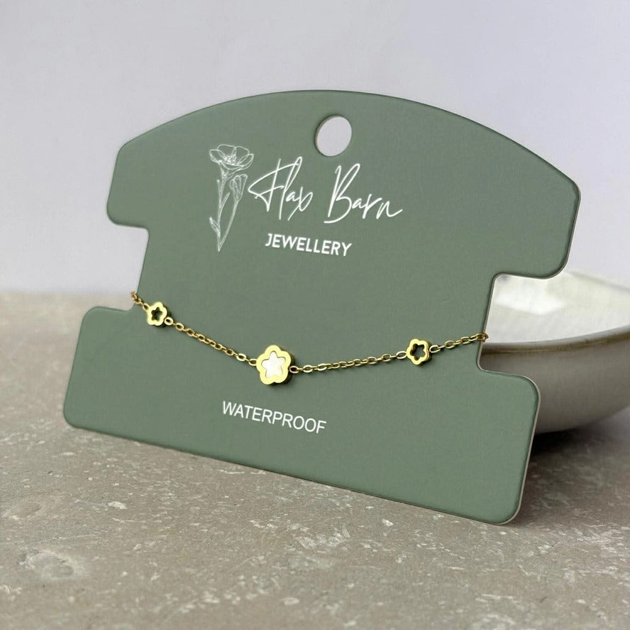 Tarnish Resistant Pearlescent Flower Bracelet – Waterproof Hypoallergenic PVD Gold Plated Jewellery