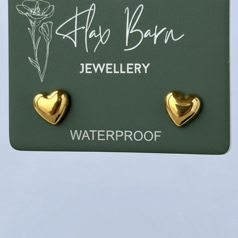 Tarnish Resistant Heart Stud Earrings – Waterproof Hypoallergenic PVD Plated Stainless Steel Jewellery