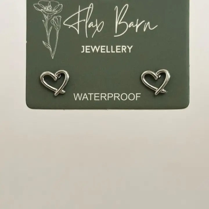 Tarnish Resistant Wire Heart Stud Earrings – Waterproof Hypoallergenic PVD Plated Stainless Steel