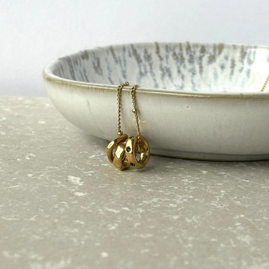 Tarnish Resistant Ring Trio Necklace – Waterproof Hypoallergenic PVD Gold Plated Jewellery