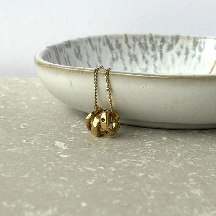 Tarnish Resistant Ring Trio Necklace – Waterproof Hypoallergenic PVD Gold Plated Jewellery