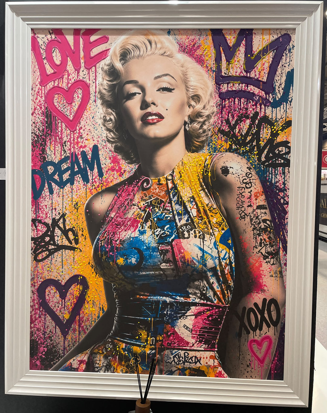 Marilyn Monroe Wall Art with White Frame – Multi-Colour Liquid Art Resin Picture