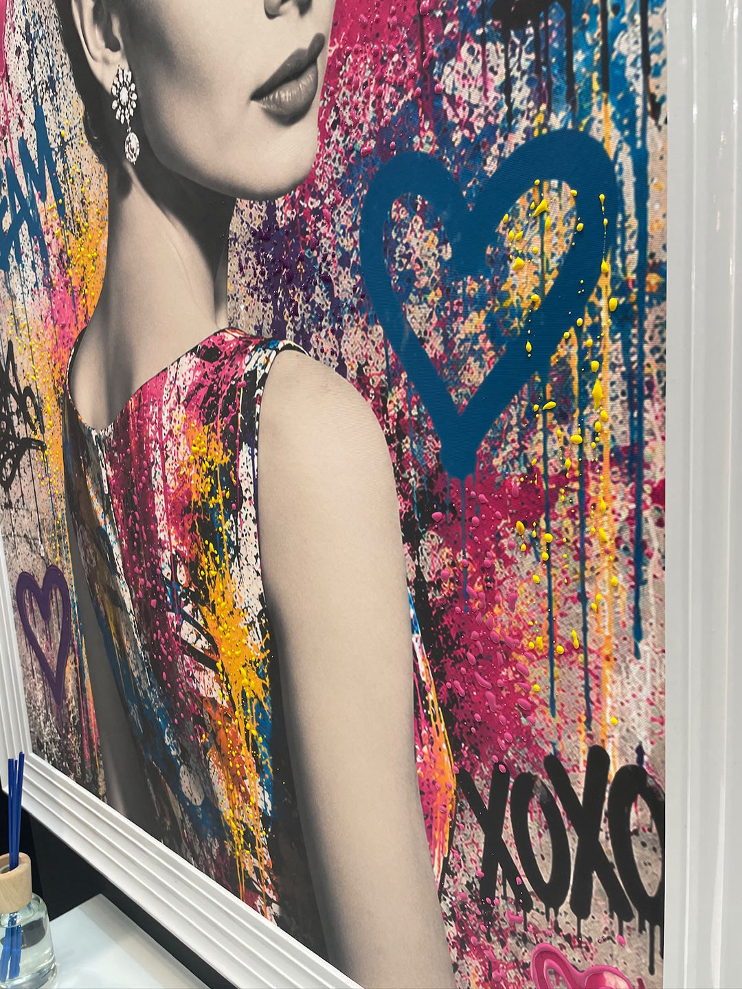 Audrey Hepburn Wall Art – White Frame & Multi-Colour Liquid Art Resin Picture