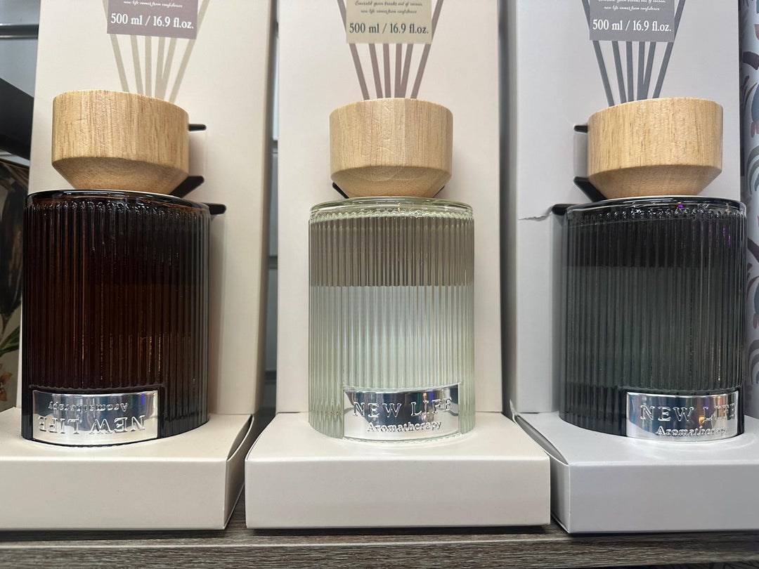 Luxury 500ml Ribbed Reed Diffuser – Elegant Home Fragrance in Sandalwood, Warm Cotton & Cashmere Silk