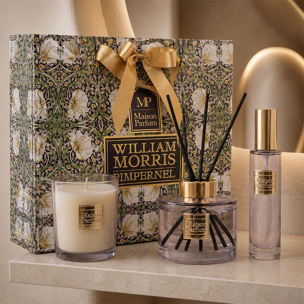 WM. Morris Pimpernel Home Fragrance Gift Set – 150ml Diffuser, 150g Candle & 50ml Room Spray