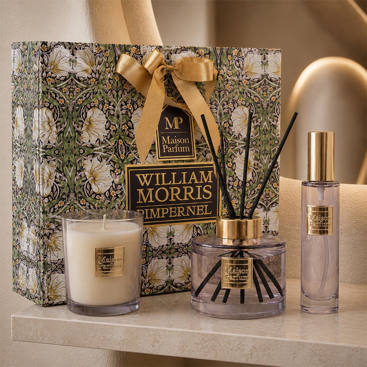 WM. Morris Pimpernel Home Fragrance Gift Set – 150ml Diffuser, 150g Candle & 50ml Room Spray