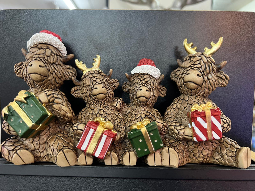 Highland Cows seasonal Christmas Festive cheer Resin Decorative Ornaments