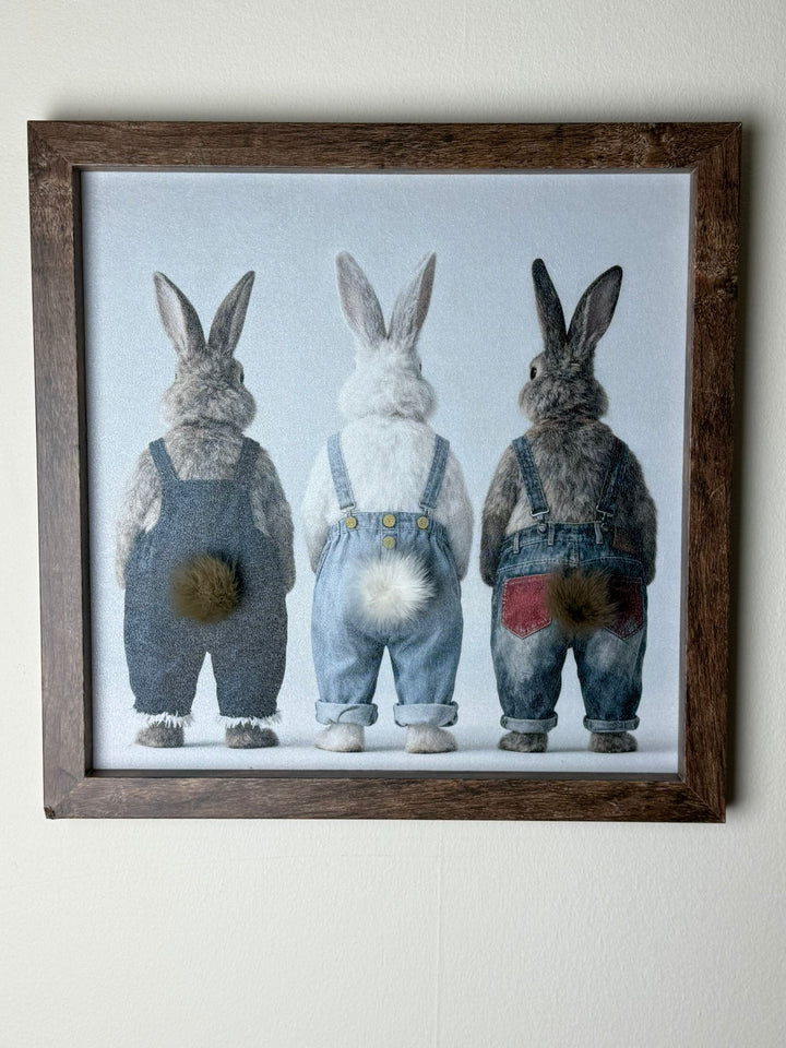 3D Fluff Canvas Wall Art with Pine Wood Frame – Highland Cow penguin Llama cats dogs bear & rabbits Rustic Farmhouse Décor