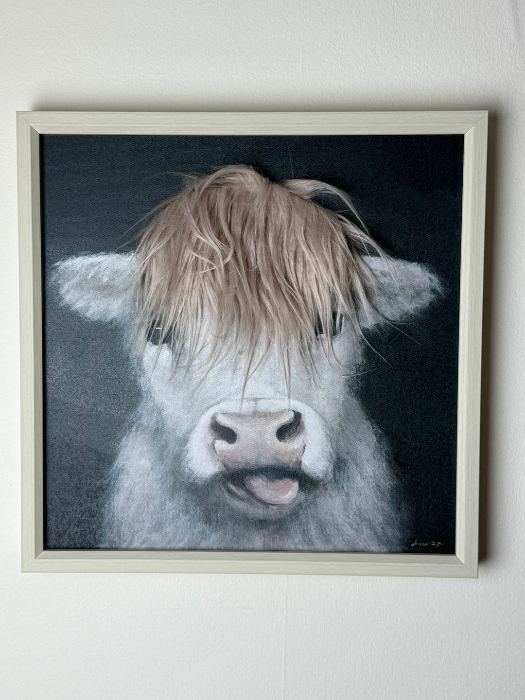 3D Fluff Canvas Wall Art with Pine Wood Frame – Highland Cow penguin Llama cats dogs bear & rabbits Rustic Farmhouse Décor