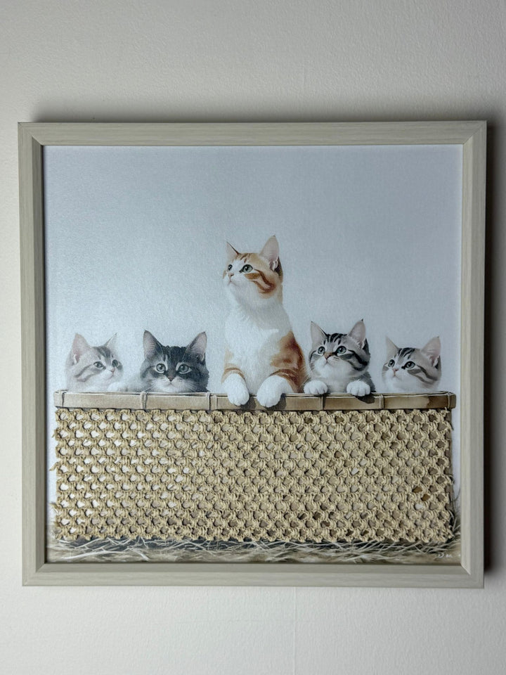 3D Fluff Canvas Wall Art with Pine Wood Frame – Highland Cow penguin Llama cats dogs bear & rabbits Rustic Farmhouse Décor